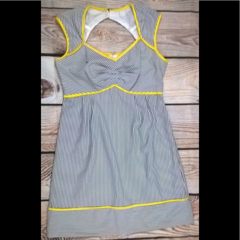 New Summer Blue & Yellow Seersucker Dress Petite